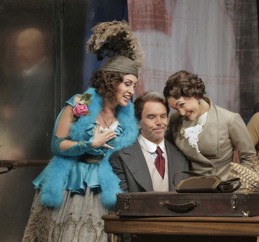 Brenda Rae, Anthony Michaels-Moore and Erin Morley in Mozart's The Impresario." Photo: Ken Howard